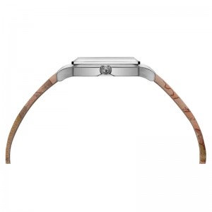 Alviero Martini 1a Classe Square Ρολόι Ασημί Καφέ Δερμάτινο Λουρί 1698549