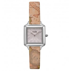 Alviero Martini 1a Classe Square Ρολόι Ασημί Καφέ Δερμάτινο Λουρί 1698549