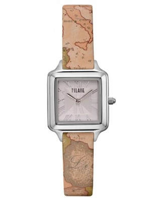 Alviero Martini 1a Classe Square Ρολόι Ασημί Καφέ Δερμάτινο Λουρί 1698549