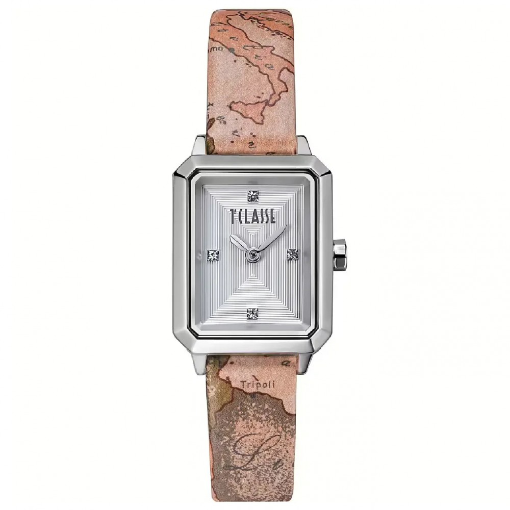 Alviero Martini 1a Classe Firenze Ρολόι Ασημί Καφέ Δερμάτινο Λουρί 1693407