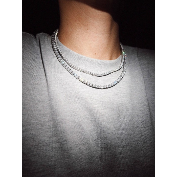 BILLION AVENUE TENNIS DIAMOND NECKLACE 3mm ΚΟΛΙΕ ΡΙΒΙΕΡΑ SILVER 45