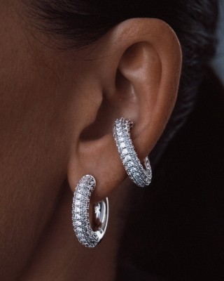 BILLION AVENUE CHUNKY KOS DIAMOND EARRING SILVER