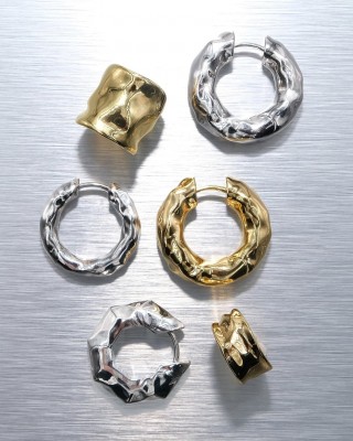 BILLION AVENUE CHUNKY KOS MOLTEN EARRING SILVER