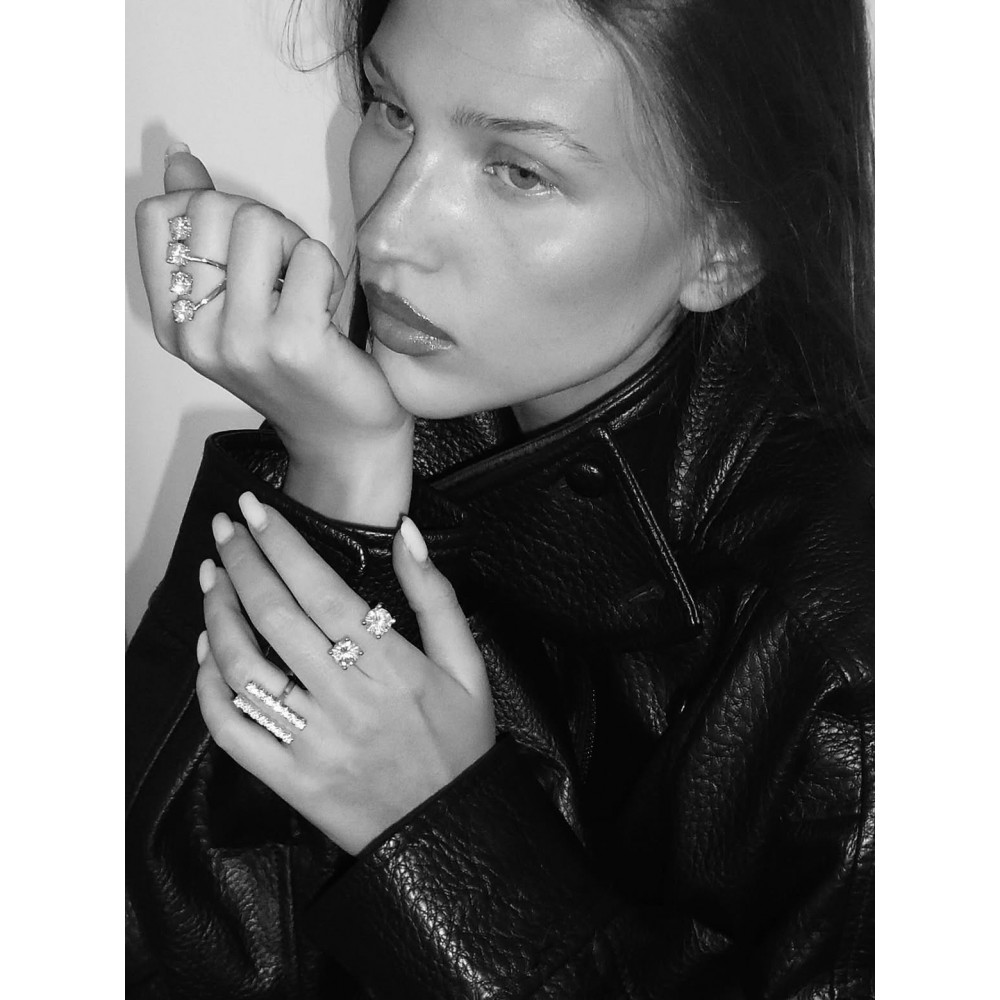 BILLION AVENUE DOUBLE DIAMOND RING SILVER ΔΑΧΤΥΛΙΔΙ