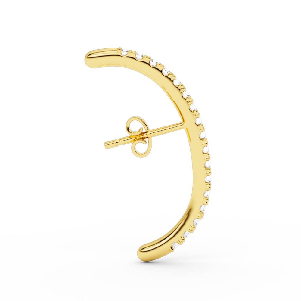BILLION AVENUE LONG DIAMOND HUG EARSTUD GOLD BILLION AVENUE LONG DIAMOND HUG EARSTUD GOLD