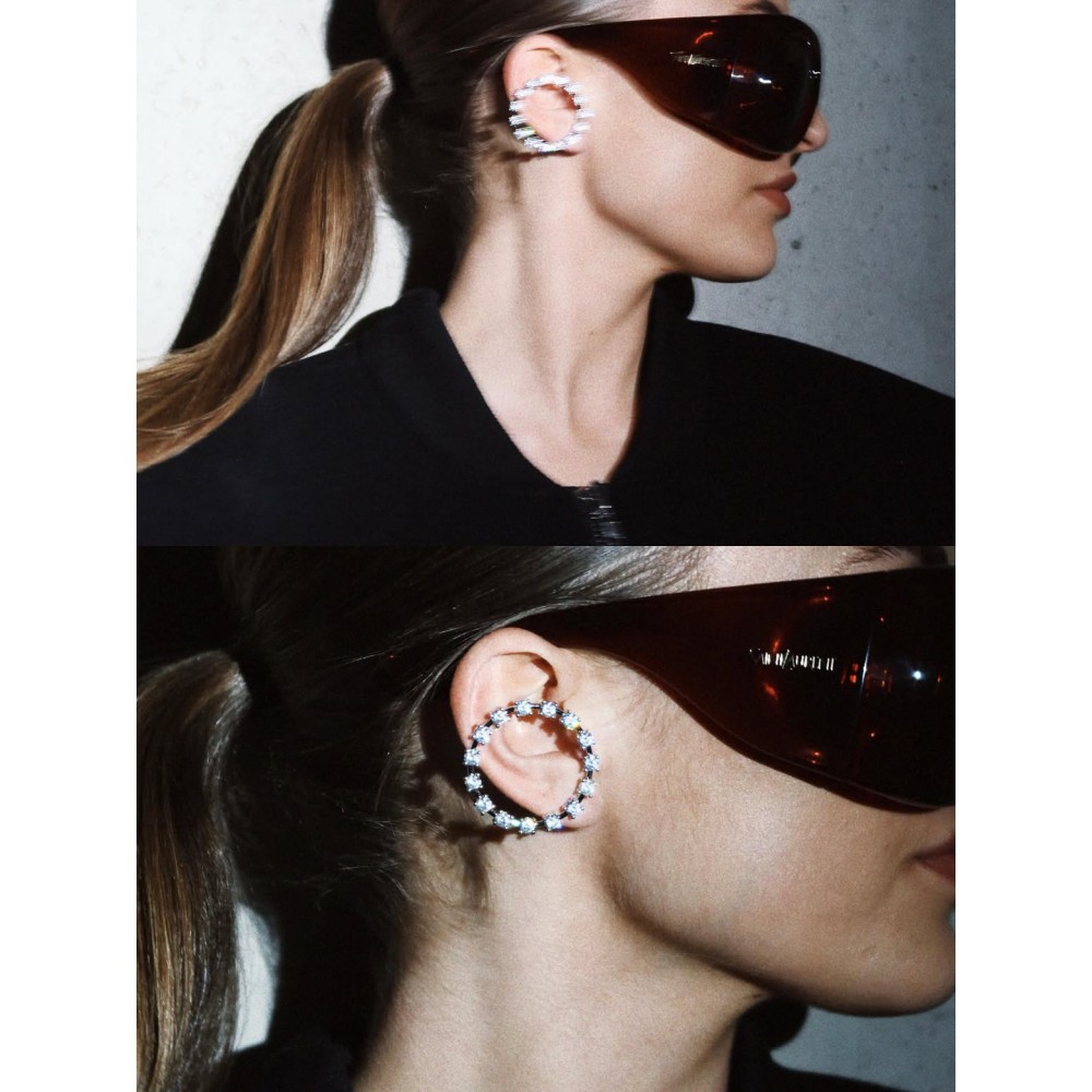 BILLION AVENUE RAY DIAMOND EARSTUD SILVER LEFT