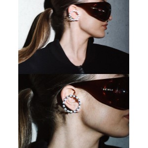 BILLION AVENUE RAY DIAMOND EARSTUD SILVER LEFT