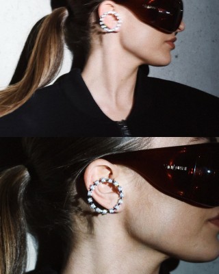 BILLION AVENUE RAY DIAMOND EARSTUD SILVER LEFT
