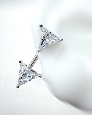 BILLION AVENUE TRIANGLE DIAMOND JACKET EARSTUD SILVER