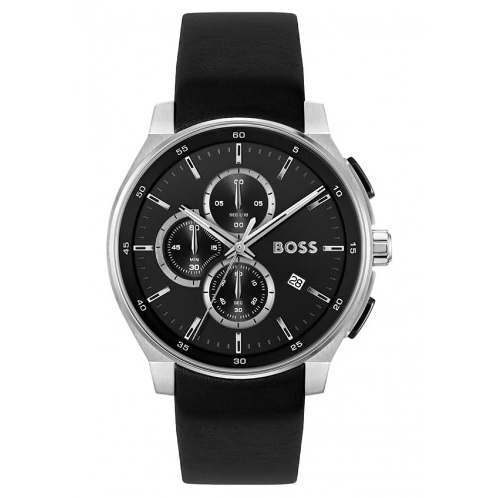 BOSS Peak Ρολόι Ανδρικό Χρονογράφος Μαύρο Δέρμα 1514188