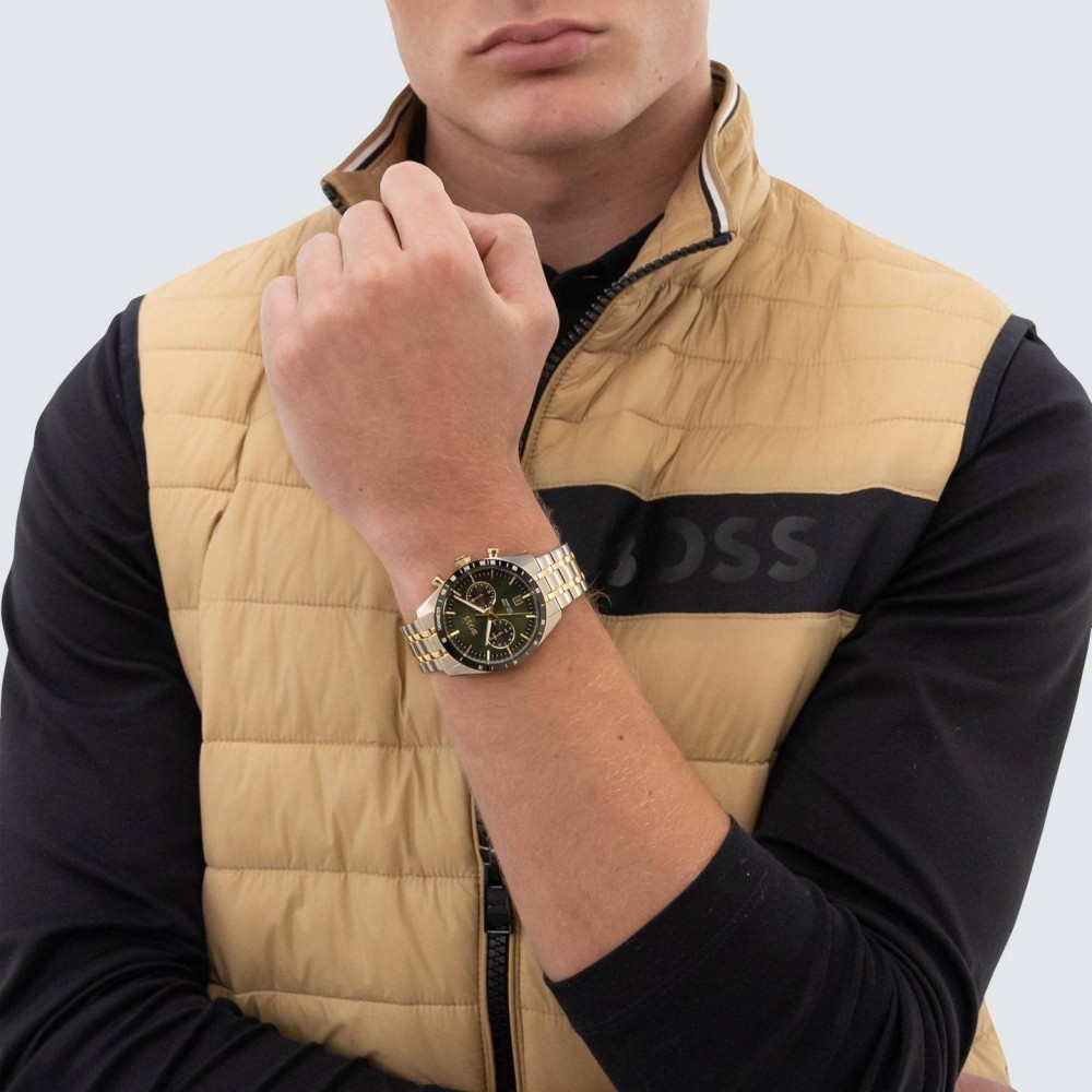 BOSS Tourmaster Ρολόι Ανδρικό Χρονογράφος Δίχρωμο Ανοξείδωτο Aτσάλι μπρασελέ 1514287