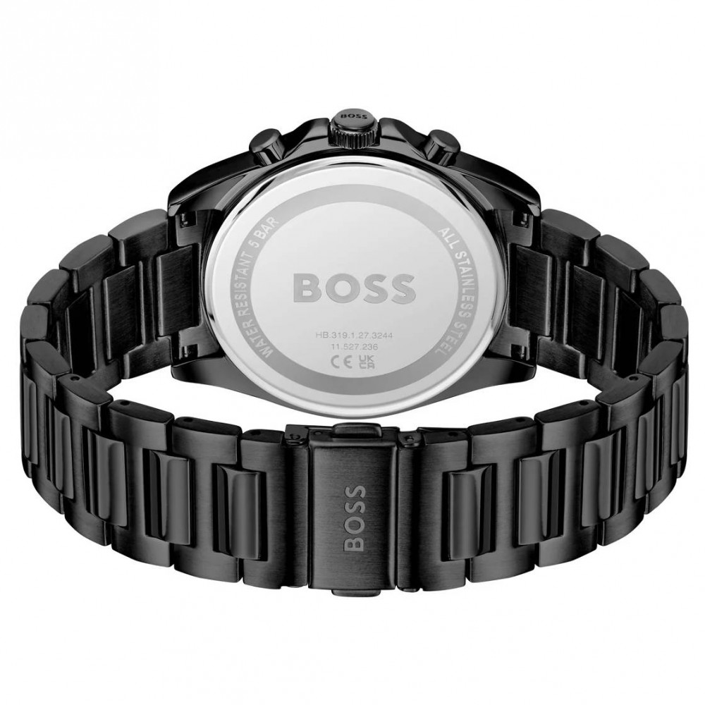 BOSS Strike Ρολόι Ανδρικό Χρονογράφος Μαύρο Ανοξείδωτο Aτσάλι μπρασελέ 1514291
