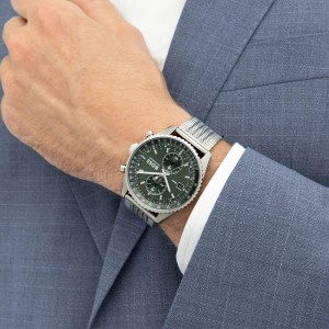 BOSS Skytraveller Ρολόι Ανδρικό Χρονογράφος Ασημί Mesh Aτσάλι μπρασελέ 1514347 