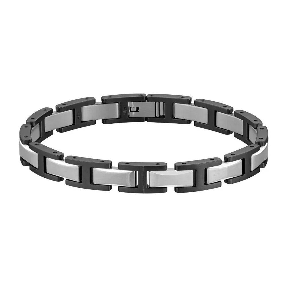 BOSS Βραχιόλι Ανδρικό Δίχρωμο Ασημί & Μαύρο Ανοξείδωτο Ατσάλι 1580794
