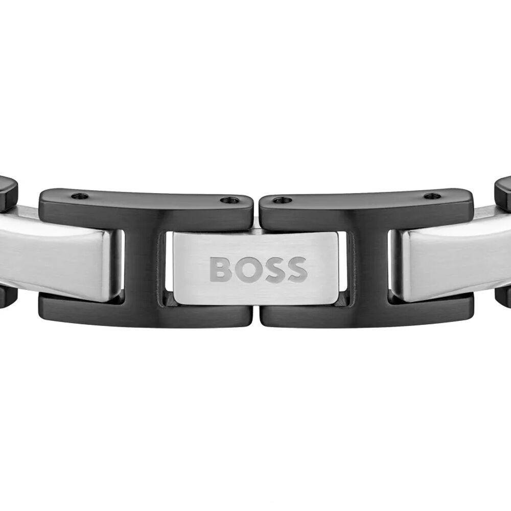 BOSS Βραχιόλι Ανδρικό Δίχρωμο Ασημί & Μαύρο Ανοξείδωτο Ατσάλι 1580794
