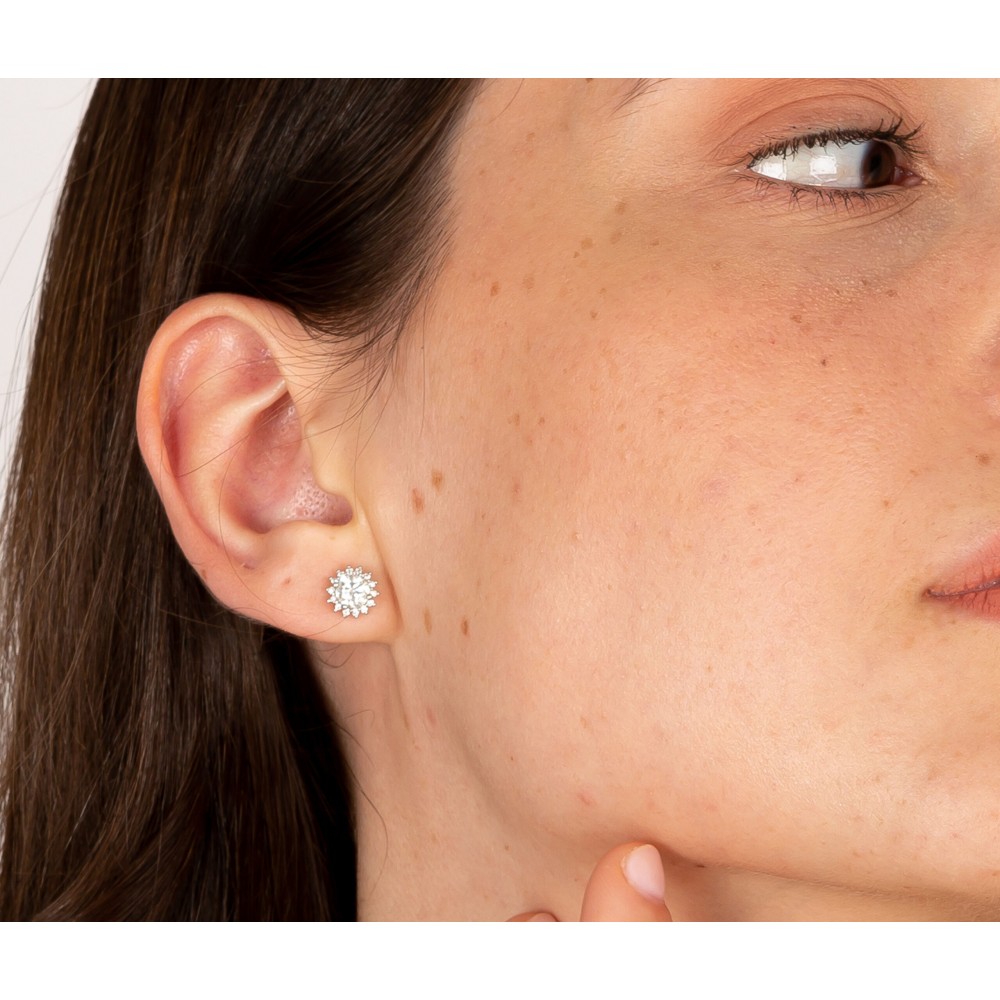 BRIZZLING Σκουλαρίκια μονόπετρα 5mm Moissanite Ασήμι 925 BME008