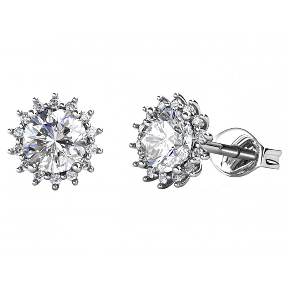 BRIZZLING Σκουλαρίκια μονόπετρα 5mm Moissanite Ασήμι 925 BME008