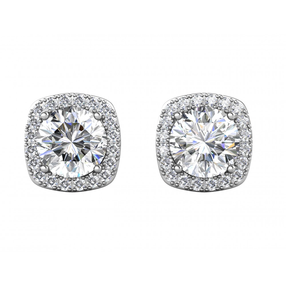 BRIZZLING Σκουλαρίκια μονόπετρα τετράγωνα 5mm Moissanite Ασήμι 925 BME020 