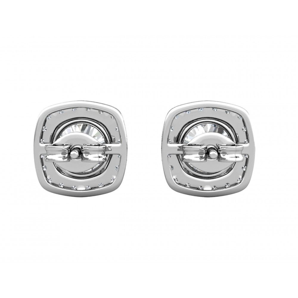 BRIZZLING Σκουλαρίκια μονόπετρα τετράγωνα 5mm Moissanite Ασήμι 925 BME020 