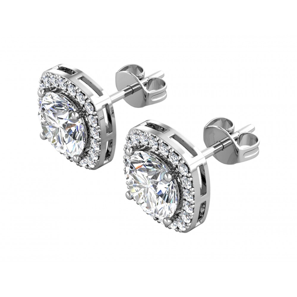 BRIZZLING Σκουλαρίκια μονόπετρα τετράγωνα 5mm Moissanite Ασήμι 925 BME020 