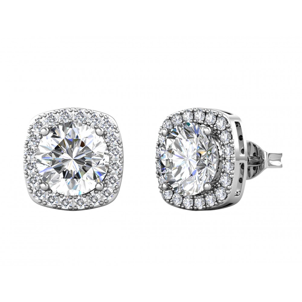 BRIZZLING Σκουλαρίκια μονόπετρα τετράγωνα 5mm Moissanite Ασήμι 925 BME020 