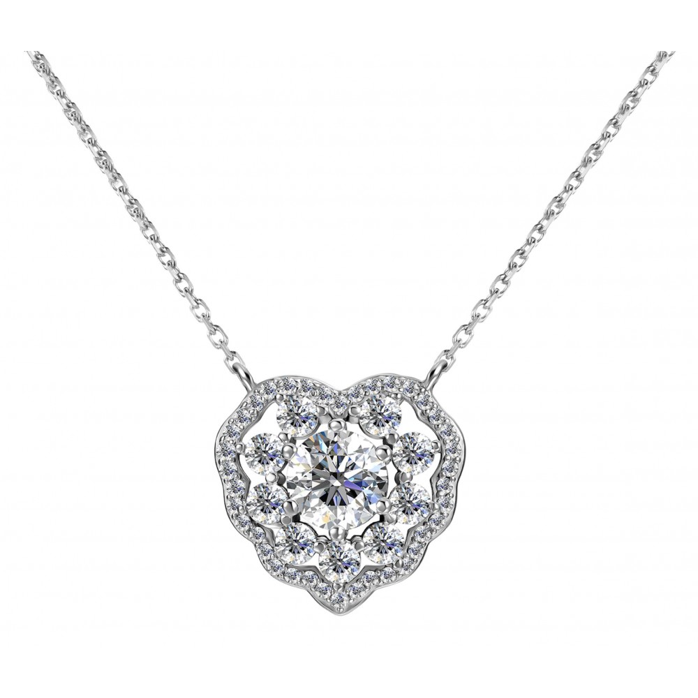 BRIZZLING Κολιέ Καρδιά με διαμάντι Moissanite Ασήμι 925 BMP085
