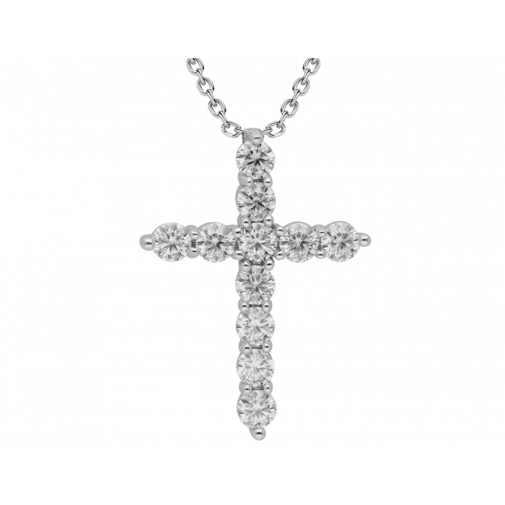 BRIZZLING Κολιέ Σταυρός με διαμάντι Moissanite Ασήμι 925 BMP2118
