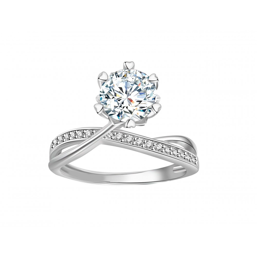 BRIZZLING Δαχτυλίδι μονόπετρο με διαμάντι Moissanite Ασήμι 925 BMR049 