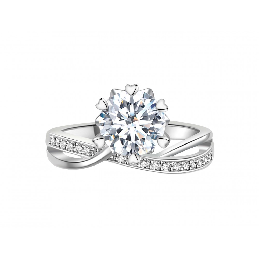 BRIZZLING Δαχτυλίδι μονόπετρο με διαμάντι Moissanite Ασήμι 925 BMR049 