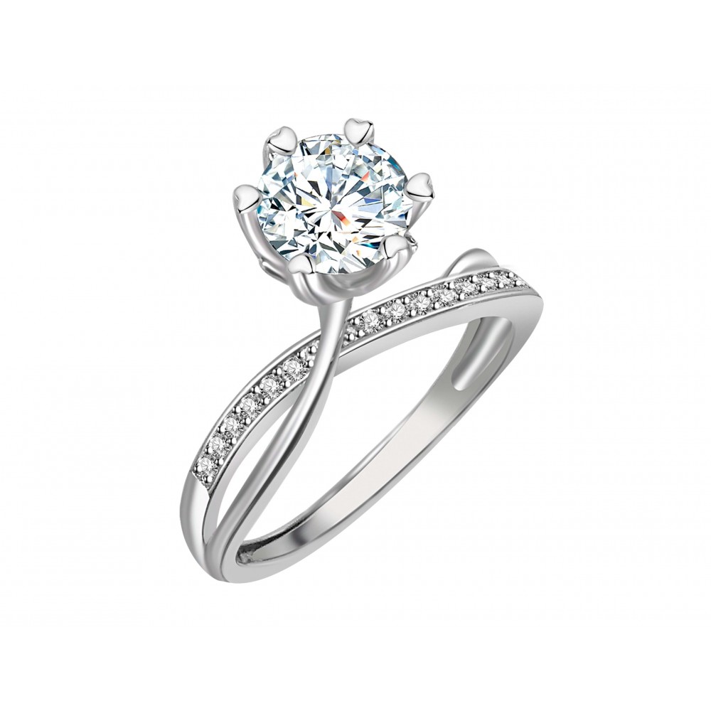 BRIZZLING Δαχτυλίδι μονόπετρο με διαμάντι Moissanite Ασήμι 925 BMR049 