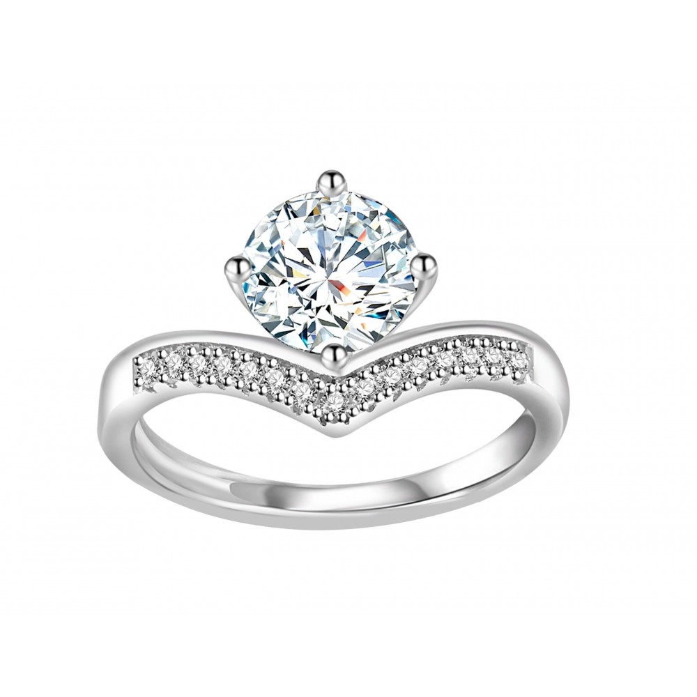 BRIZZLING Δαχτυλίδι μονόπετρο με διαμάντι Moissanite Ασήμι 925 BMR055