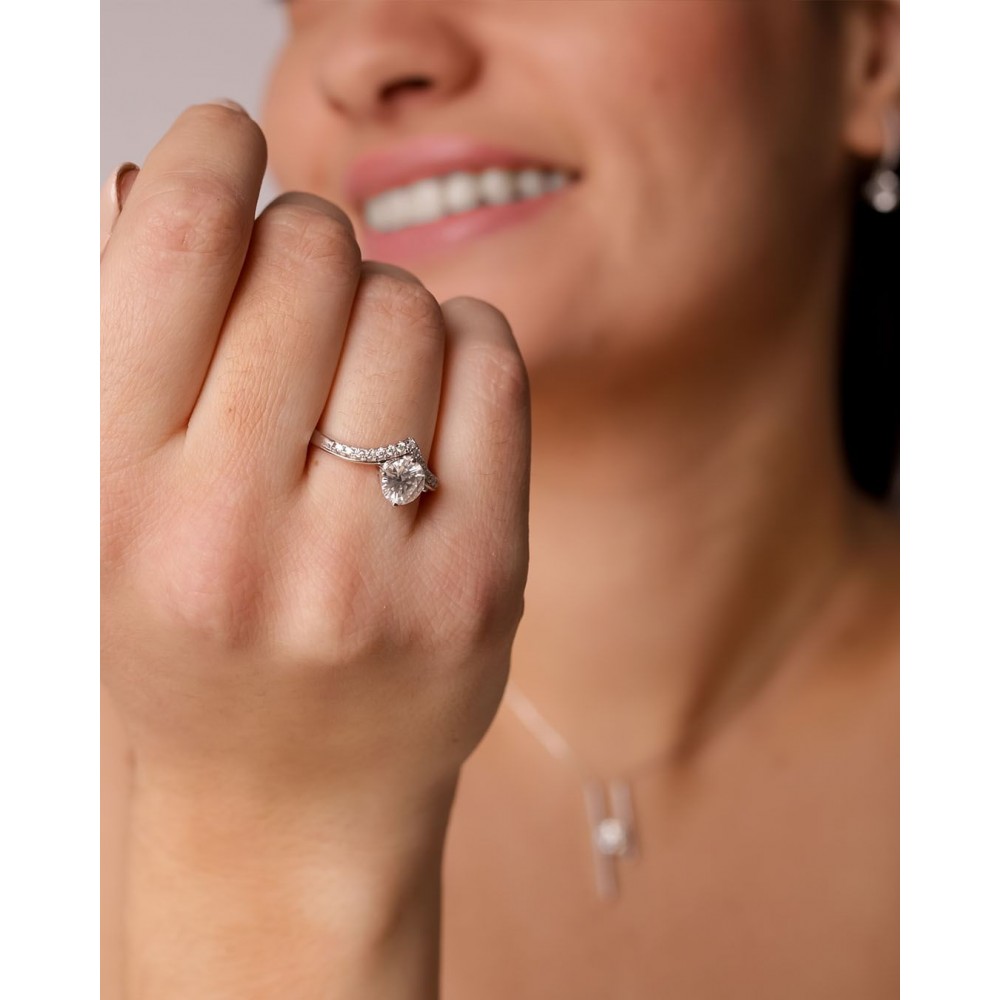 BRIZZLING Δαχτυλίδι μονόπετρο με διαμάντι Moissanite Ασήμι 925 BMR055
