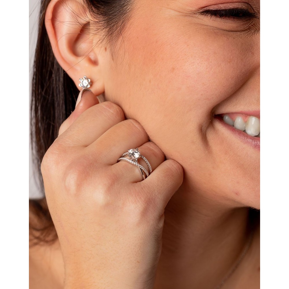 BRIZZLING Δαχτυλίδι μονόπετρο με διαμάντι Moissanite Ασήμι 925 BMR089 