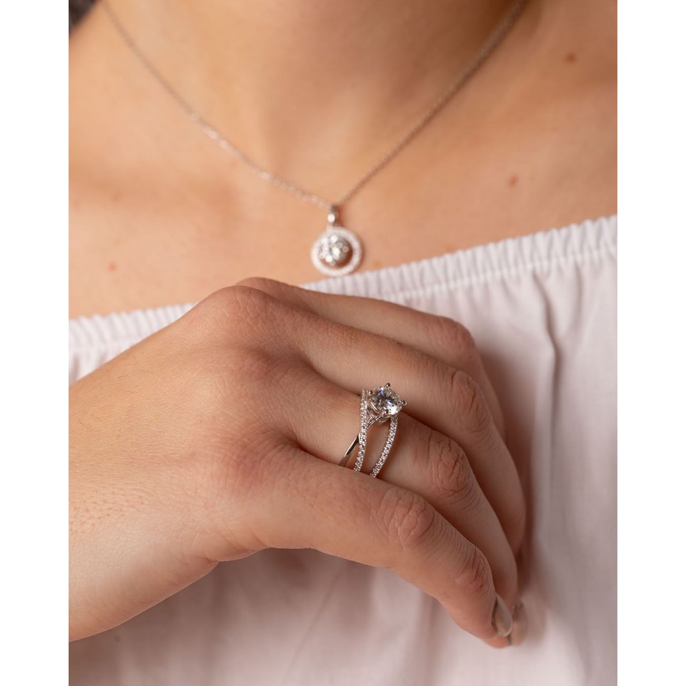 BRIZZLING Δαχτυλίδι μονόπετρο με διαμάντι Moissanite Ασήμι 925 BMR089 