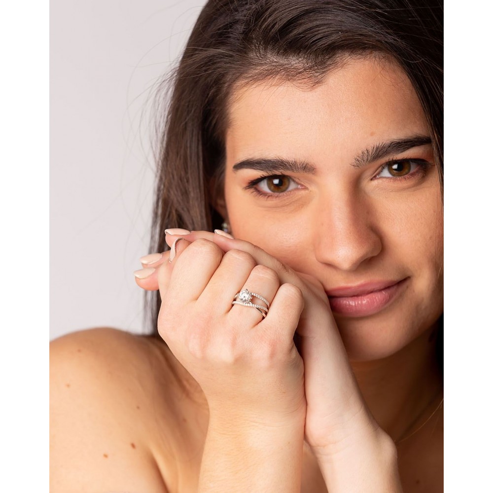 BRIZZLING Δαχτυλίδι μονόπετρο με διαμάντι Moissanite Ασήμι 925 BMR089 