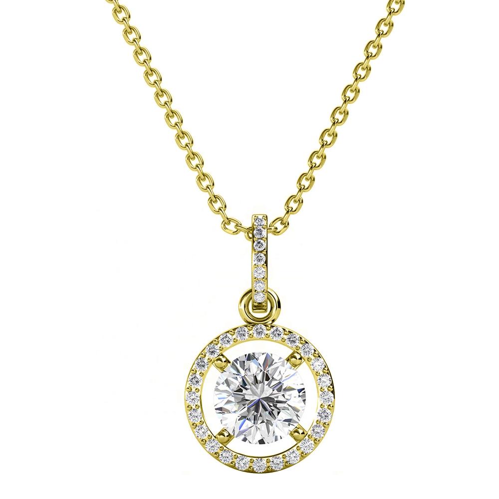 BRIZZLING Κολιέ μονόπετρο με διαμάντι Moissanite Επίχρυσο Ασήμι 925 BMP007G