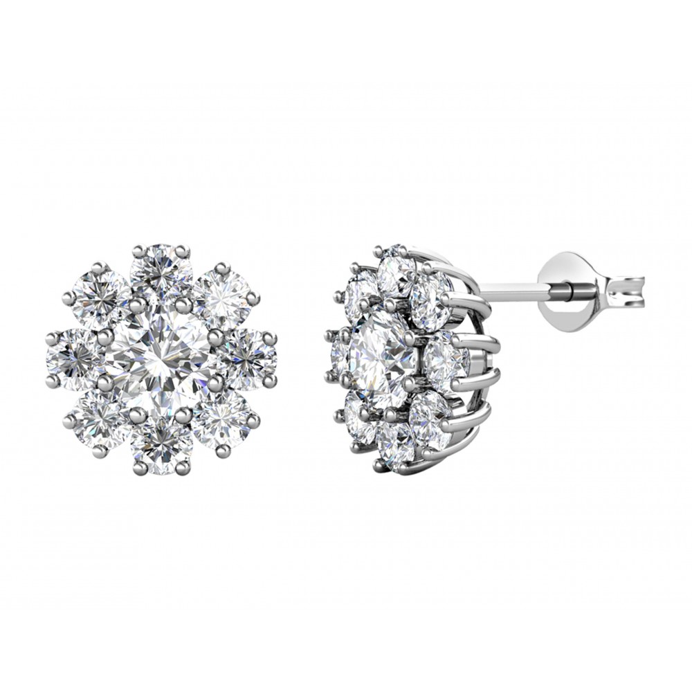 BRIZZLING Σκουλαρίκια μονόπετρα 4mm Moissanite Ασήμι 925 BME026