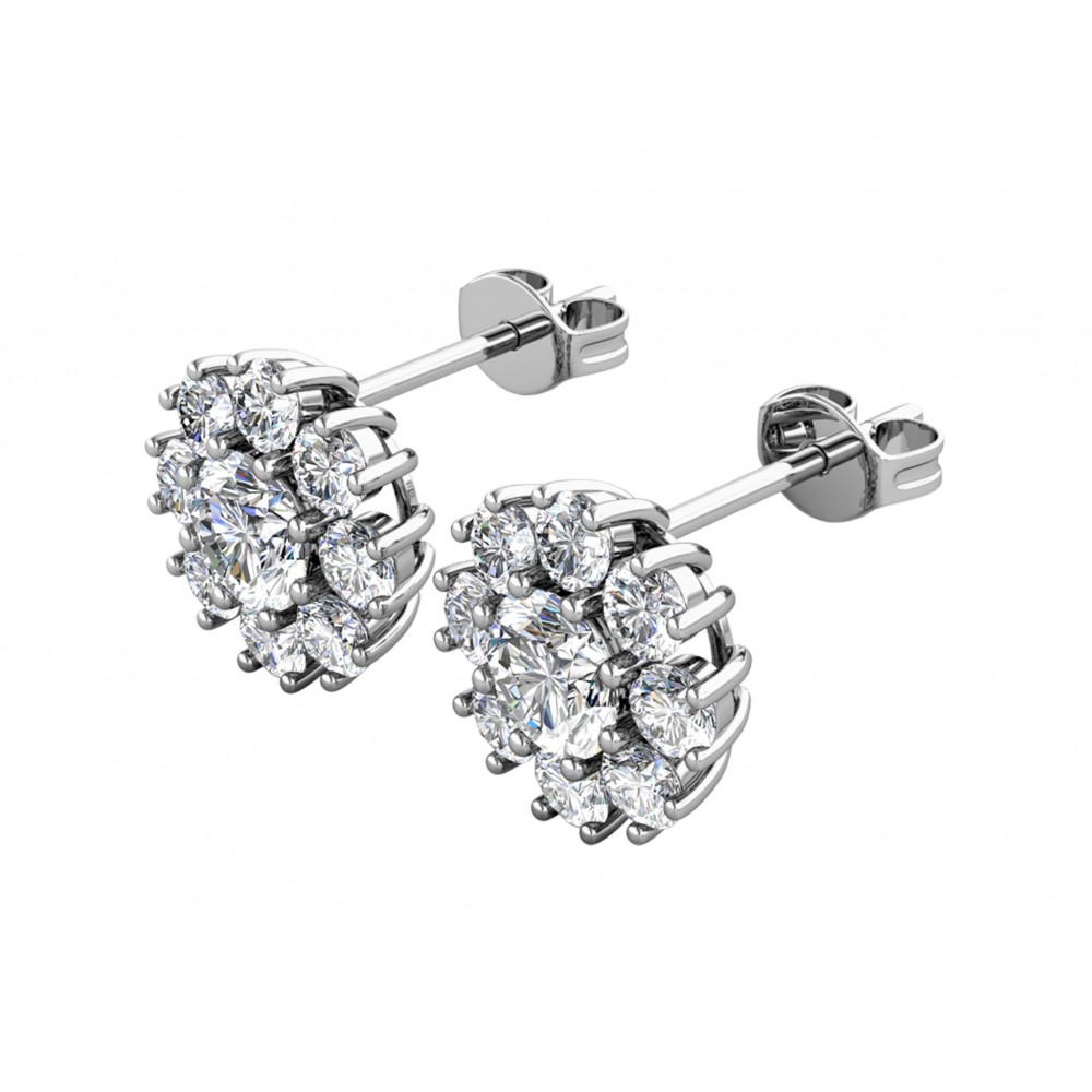 BRIZZLING Σκουλαρίκια μονόπετρα 4mm Moissanite Ασήμι 925 BME026