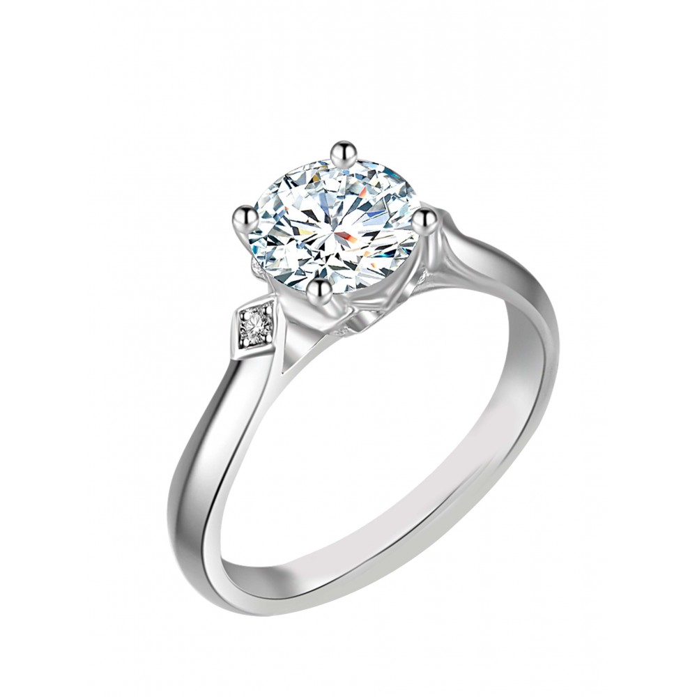 BRIZZLING Δαχτυλίδι μονόπετρο με διαμάντι Moissanite Ασήμι 925 BMR050