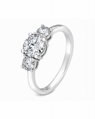 BRIZZLING Δαχτυλίδι Τρίπετρο με διαμάντια Moissanite Ασήμι 925 BMR2004