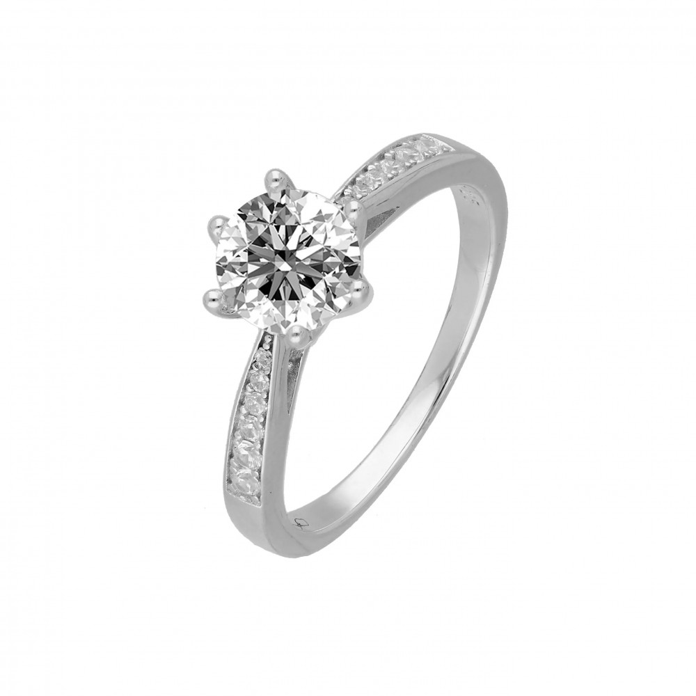 BRIZZLING Δαχτυλίδι μονόπετρο με διαμάντι Moissanite Ασήμι 925 BMR132