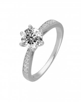 BRIZZLING Δαχτυλίδι μονόπετρο με διαμάντι Moissanite Ασήμι 925 BMR132