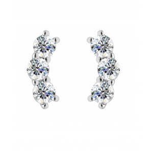 BRIZZLING Σκουλαρίκια μονόπετρα Τριπλά Moissanite Ασήμι 925 BME2072