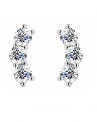 BRIZZLING Σκουλαρίκια μονόπετρα Τριπλά Moissanite Ασήμι 925 BME2072