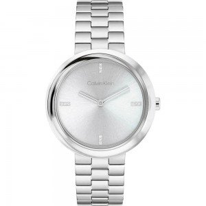 CALVIN KLEIN Ρολόι Twisted Ασημί Ανοξείδωτο Ατσάλι 25100093 