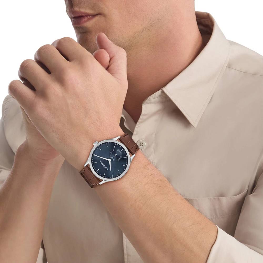CALVIN KLEIN Tailored Ρολόι Καφέ Δερμάτινο λουράκι 25200552 
