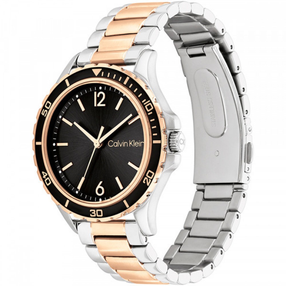 CALVIN KLEIN Ρολόι Lively Ανοξείδωτο Ατσάλι Ασημί & Ροζ χρυσό 25200100