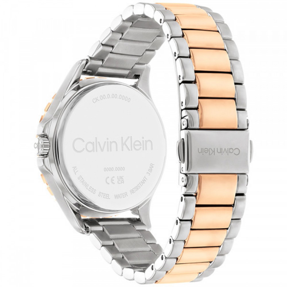 CALVIN KLEIN Ρολόι Lively Ανοξείδωτο Ατσάλι Ασημί & Ροζ χρυσό 25200100