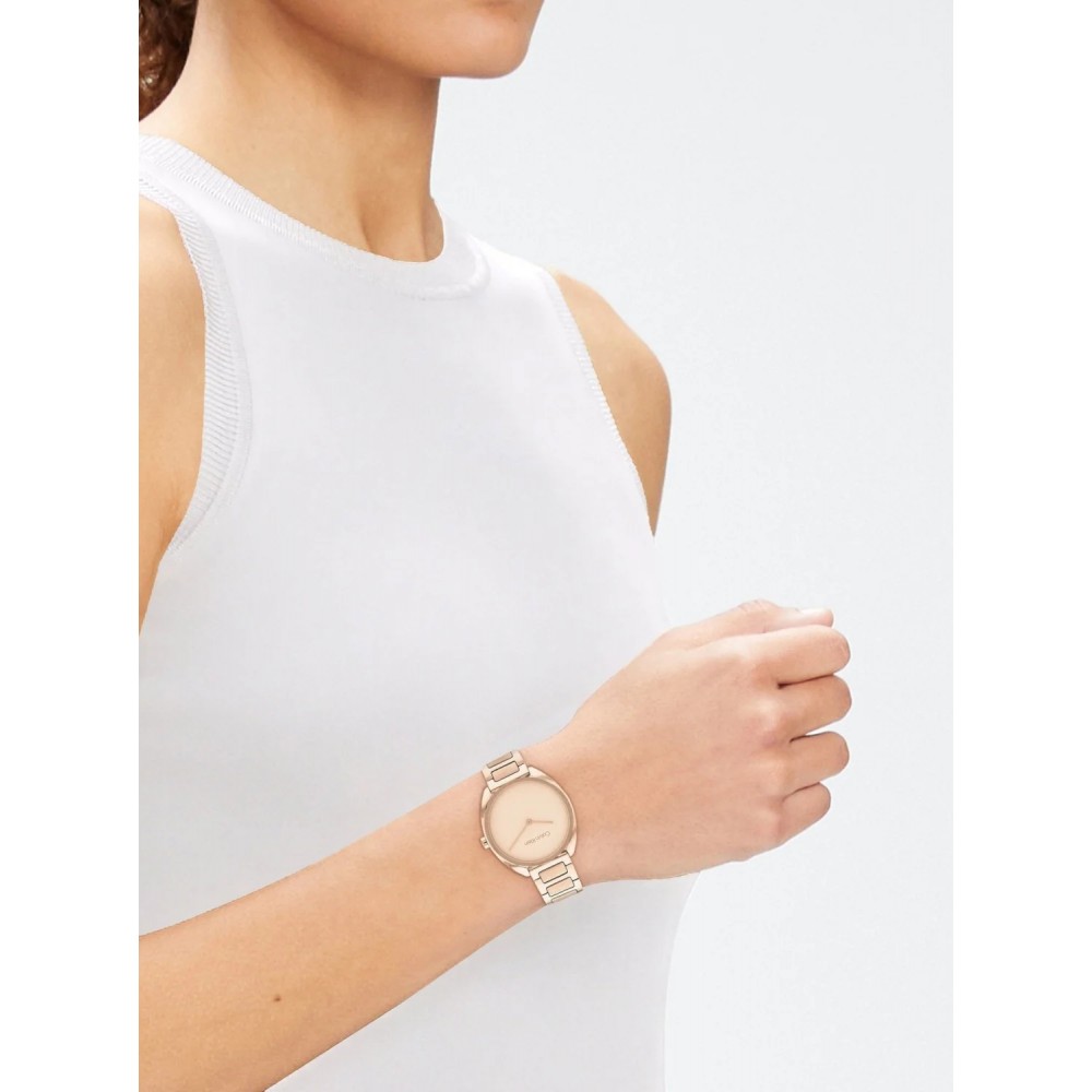 CALVIN KLEIN Adorn Γυναικειο Ρολόι Ροζ Επιχρυσωμένο Ανοξείδωτο Ατσάλι μπρασελέ 25200277