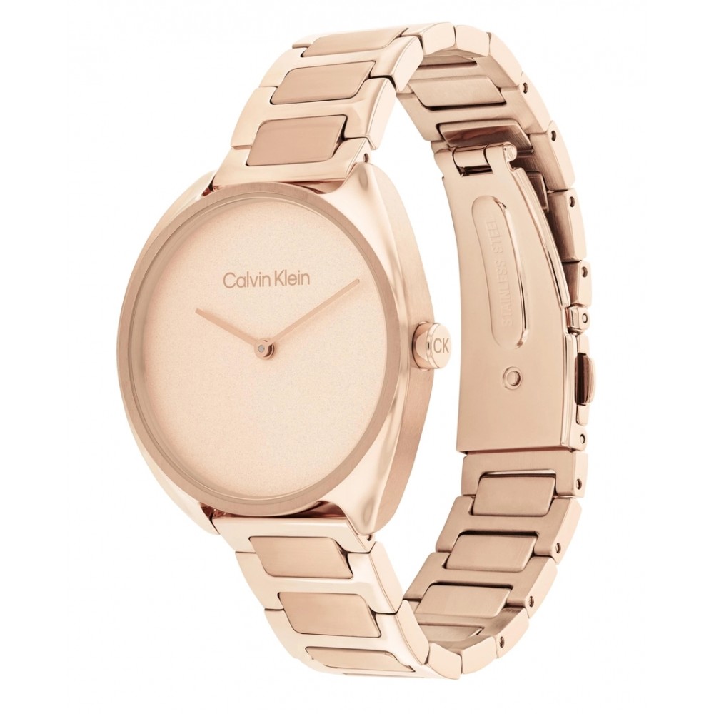 CALVIN KLEIN Adorn Γυναικειο Ρολόι Ροζ Επιχρυσωμένο Ανοξείδωτο Ατσάλι μπρασελέ 25200277